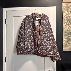 Floral Quilted Jacket with Pockets